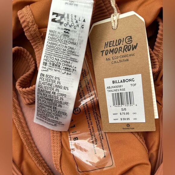 Billabong Tanlines Ceci High-Waisted Rise Tan Color Bikini Swim Bottoms Small - Picture 9 of 9